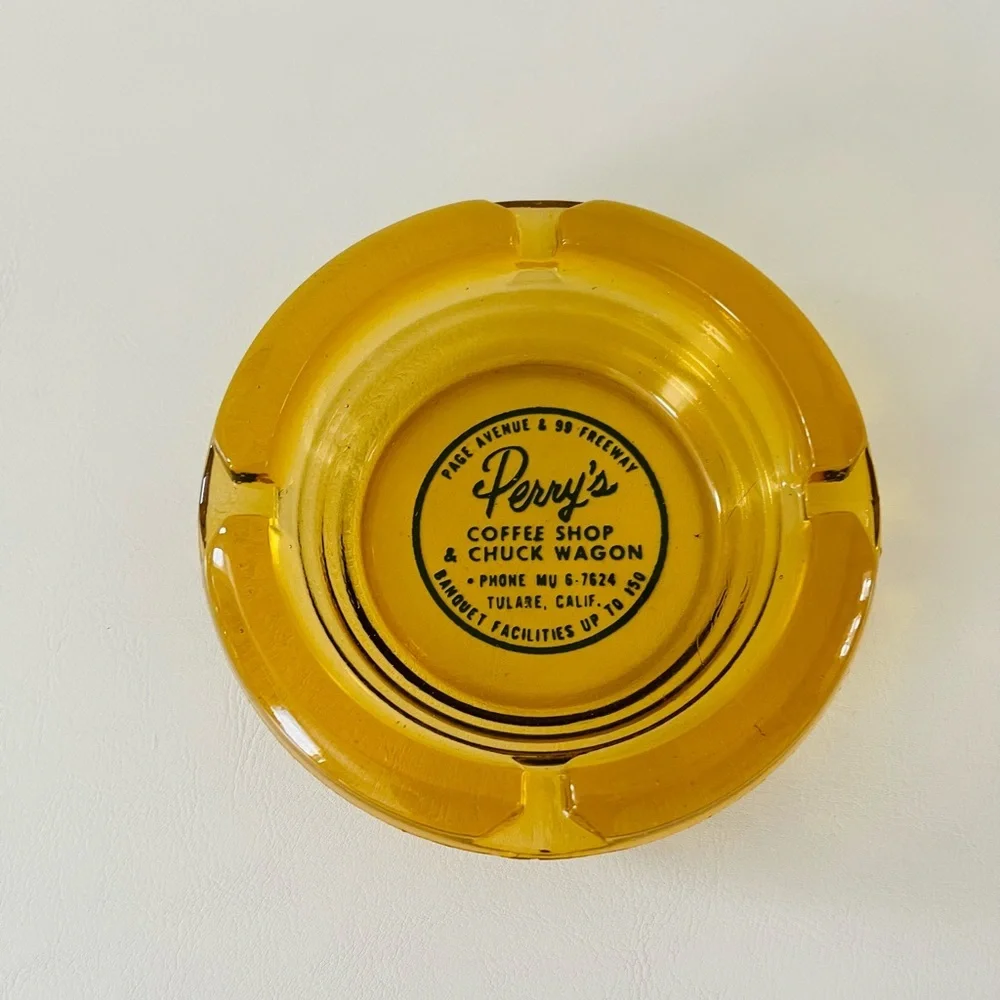 Perry's Amber Glass Ashtray